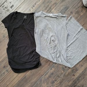 Splendid grey maternity midi sleeveless dress S + black motherhood maternity tsh